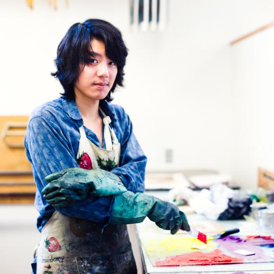 Art student painting