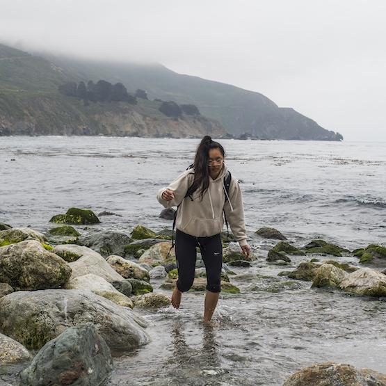 Student outdoors at UCSC Landels-Hill State Beach Natural Reserve