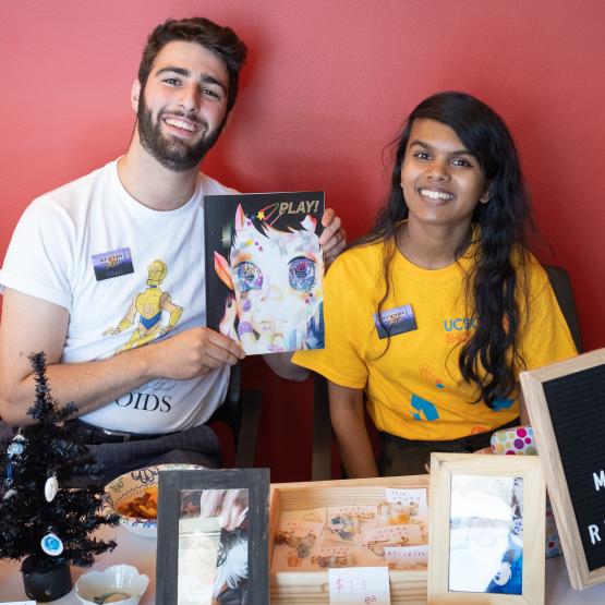 Students at interactive booth