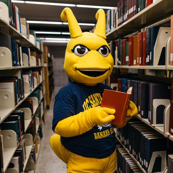 Sammy_Banana_Slug_in the library